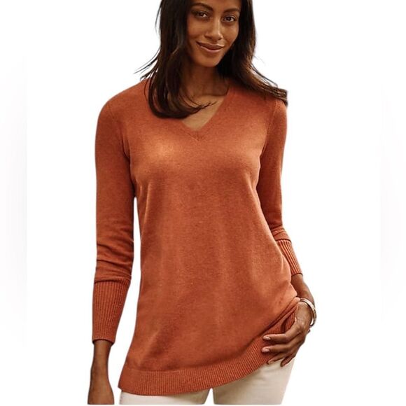 J. Jill V-Neck Sweater Tunic Women's V-Neck Rusty Orange size large - Picture 1 of 7